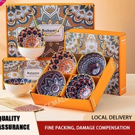 Bohemian Rice Bowl Porcelain Bowl Ceramic Bowl Mangkuk Keramik Soup Bowl Doorgift Wedding Gift set D