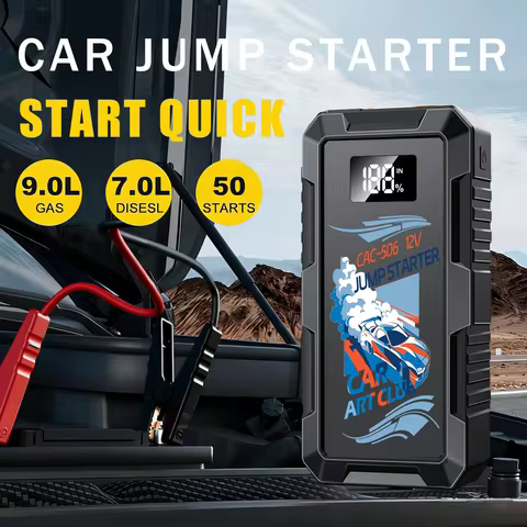 CAR ART CLUB 6000A Jump Starter,12V Car Battery Jump Starter, 24000mAh for 9L Gas 7L Diesel Engine w