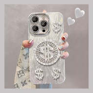 Money Dollar Symbol Phone Case Rotating Dollar Sparkling Diamond Rotating Coin Feather Like For Appl