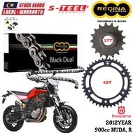 HUSQVARNA 900cc NUDA, R Full Set Regina Black Dual Chain 525 ZRA Steel Sprocket Sets