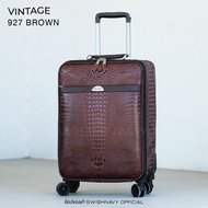 (มีขายที่เดียว) SWISHNAVY กระเป๋าเดินทางล้อลาก รุ่น Vintage ขนาด 16 20 24 นิ้ว วัสดุหนัง