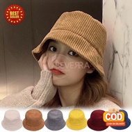 Topi Bucket Wanita Korea Dewasa Corduroy Polos Bucket Hat Selebgram