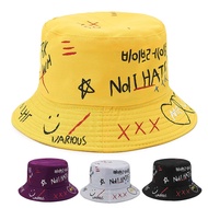 Letter Printed Bucket Hat Hand-Painted Basin Hat Creative Couple Travel Hat