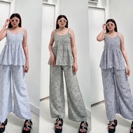 KATUN [Hoki] Allyssa Women's Suit Polka Dot Rayon Cotton| Top+culottes Length ld 120cm | Friendly Uniform | Wash Dry | Elastic Waist Pants And Polka Dot Shirt