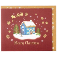 EETING CARD- HALLMARK- RED CHRISTMAS HOUSE CARD- 3D- POP-UP-JP