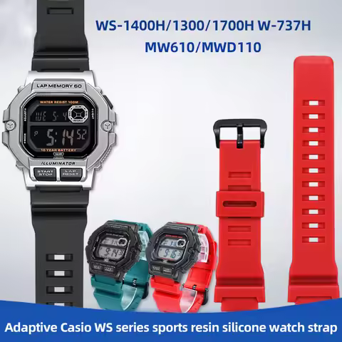 For Casio watches WS-1400H/1300/W-737H MW610 MWD110 WS1700H Silicone Watch Band Men Women Waterproof
