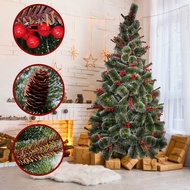 (WY) New Year Christmas Tree 120cm 150cm 180cm 210cm 240cm 4Ft 5Ft 6Ft 7Ft 8Ft Metal Stand Berry Tree)