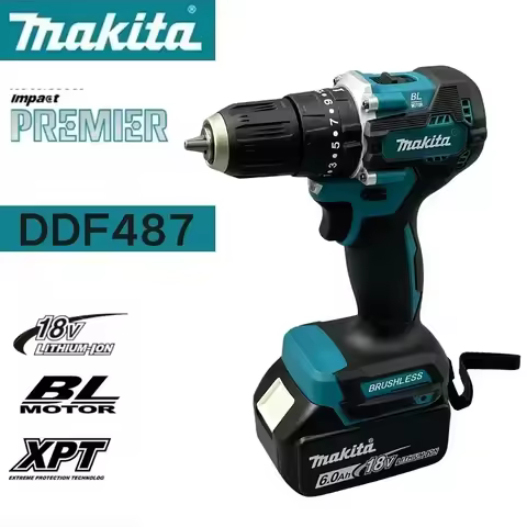 🏆🥇Makita DDF487 ddf487 18V Screwdriver Brushless Electric Drill Impact Drill Of Decoration Team Powe