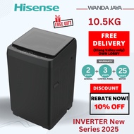 [ FREE DELIVERY] Hisense 10.5KG & 15KG Inverter Top Load Washer Washing Machine WT105F50 | Mesin Bas
