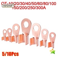 MERLYMALL 5/10Pcs OT Wire Nose Terminal Crimp, Copper OT Type OT Cable Connector Kit, Durable 1.5-16