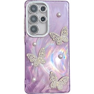 Long lanh sang trọng kết cấu LÔNG BƯỚM Ốp điện thoại cho Samsung Galaxy A56 A16 A55 A35 S25 A26 S25