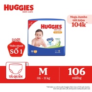 Tã quần Huggies Mega Jumbo Skin Care Tràm trà M106 L100+4 XL84+4 XXL76+4 thấm hút tốt hương tràm trà