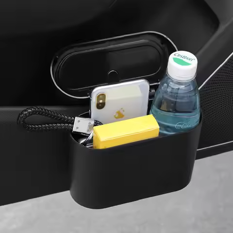 For Hyundai IONIQ 9 5 N 2024 2025 Car Trash Bin Black Plastic Square Pressing Storage Box Portable H