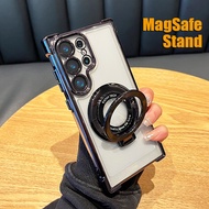 CrashStar With Lens Films Magsafe Stand Airbag Anti-fall Plating Phone Case For Samsung S26 S25 S24 