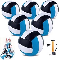 6 Pack Volleyballs Official Size 5, Waterproof Soft Bulk Recreational Volley Balls with Pump and Net
