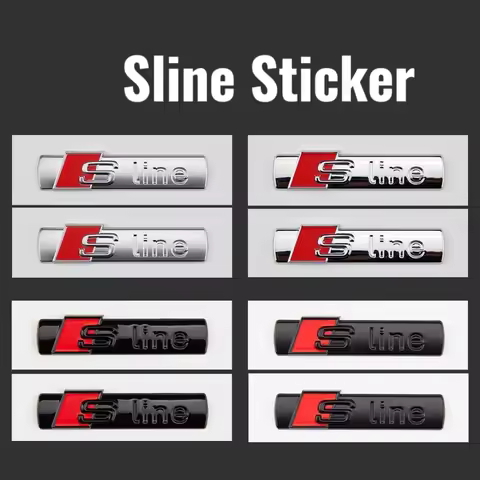 2Pcs 3D ABS Chrome Black Sline Logo SLine Emblem Car Fender Badge For A3 A4 A5 A6 A7 Q2 Q5 Q7 Q3 S L