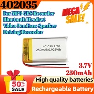 402035 3.7V 250mAh for MP3 GPS Recorder Bluetooth Headset Video Pen Fans Speaker Driving Recorder Re