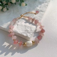 Natural Madagascar Rose Quartz m/w FW Pearls Handmade Jewellery Bracelet 天然时尚纯手工紫马粉晶配淡水珍珠手链 MND031