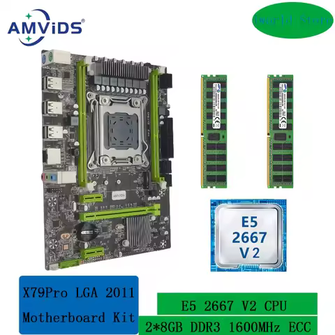 X79Pro Motherboard Kit X79 Combo with Xeon E5 2667 V2 CPU and 16GB(2*8GB) DDR3 1600MHz RECC Memory S