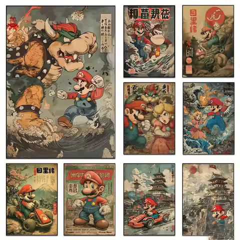Super Mario Decorative Painting Frameless CartoonPrinting Room Decoration Mario Bowser Brothers Post