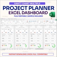 Project Planner Gantt Chart Excel Template | Multi Project Tracker | Deadline Timeline | Small Busin