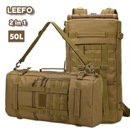 LEEFO 50L Tactical Military Army Hiking Backpack Camouflage Unisex Backpack High Quality Polyester