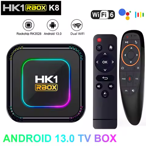 HK1 RBOX K8 Android 13 TV BOX RK3528 2.4G 5G Dual WIFI 4G 64G 128G WIFI6 4K 8K 3D BT Smart TVBOX Med