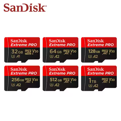 SanDisk Extreme PRO microSDXC UHS-I Memory CARD 1TB 512GB 256GB 128GB 64GB 32GB A2 V30 U3 Storage Fl