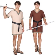 Men Off-White Toga Greek God Costume Male Party Toga Caesar Roman Costumes Adult Halloween Party Fes