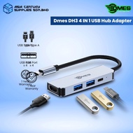 DMES DH3 Type-C 4-1 Multi Function USB Hub Adapter with Expansion Port USB 3.0 x2, Type C PD Port x1, HDMI Port x1