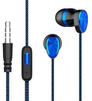 有線3.5mm入耳式運動耳塞運動電鍍遊戲重低音耳機（藍色耳機）