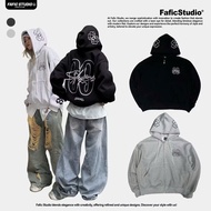 Jacket Hoodie Zip 69 Embroidered FaFic Form Boxy Thick Cotton Fleece