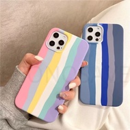 💞Rainbow Original Liquid Silicone CASE PHONE  Soft Case Cover  12 MINI 11 Pro Max X XS MAX XR SE2 7 