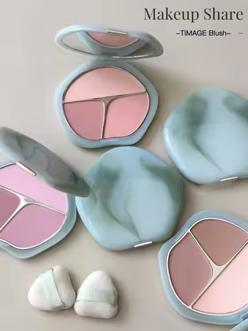 TIMAGE 3 Color Blusher Matte Satin Cheek Blush Natural Brightening Rouge Plate Expansion Low Saturat