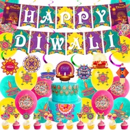 HAPPY Diwali Banner Cake Emblem Latex Balloon Set for Indian Lantern Festival Party Decoration