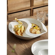 陶瓷盤子菜盤家用分格特色不規則白色餐具創意鴛鴦意境菜涼菜擺盤