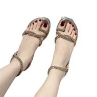 (Bigsize 36-42) 1-Strap Curly Stone Women's Sandal SIZE 36-42 Summer Shoes Women's Shoes