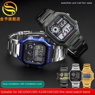 AE1200 New Stainless Steel Watch Bands For Casio AE1200 AE1300 A159 A158 F91 small square stainless 