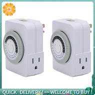 US Plug, 2Pcs 24-Hour Outlet Timer with 2 Grounded Outlets Timer Plug for Electrical Outlets,30-Minu