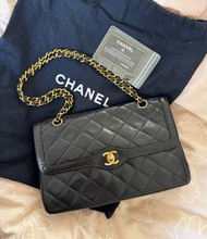 Chanel 老香vintage金銀鴛鴦釦巴黎限定版雙蓋cf包
