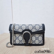 [小包超級出清❣️] Gucci 深藍牛皮老花Mini酒神包