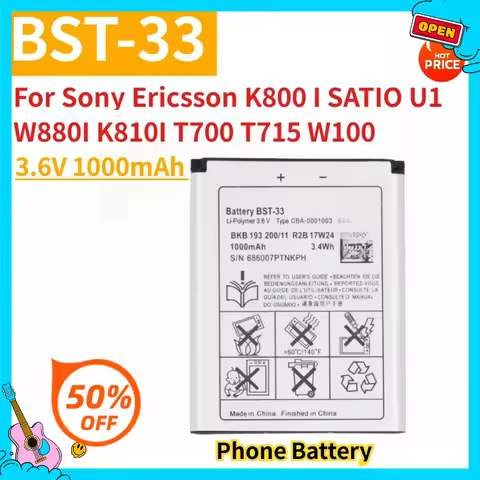 New Replacement Mobile Phone Battery 3.6V 1000mAh BST-33 For Sony Ericsson K800 I SATIO U1 W880I K81