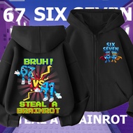 120 Cm.-150 Steal a Brainrot ROBLOX 67 SIX SEVEN Children's Zip-Up Hoodie
