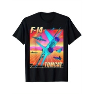 F169 Retro F-14 Tomcat Naval Fighter Jet Graphic T-Shirt - 80's Style, Vibrant Geometric Design S-5X