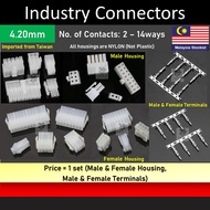 (1 SET) Molex Mini-Fit Jr. 2 To 24 Pin Way 4.2mm Plug Connector Sets Male + Female + Terminal 5557 5