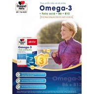 Doppelherz Omega 3 Fish Oil - Omega 3 Supplement, Folic Acid, Maintain Heart Health (30V)