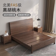 Double Bed 1.2m Main 1.5m Horizontal Black Walnut Full Tenon Mao Simple 1.8m Bed Solid Wood Bed IH1J