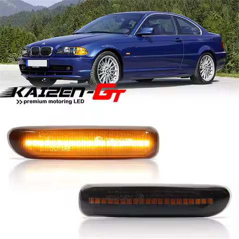 Amber Dynamic LED Car Front Bumper Side Marker Turn Signal Blinker Lights For BMW E46 3 Series 323ci