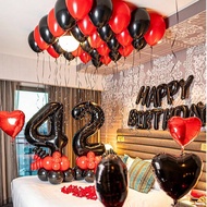 53pcs Red & Black Balloon Wreath Birthday Set, 40" Black Mylar Number Balloons, Suitable For 16th, 1