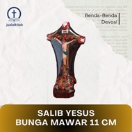 MAWAR Jesus Cross 11 cm Rose Flower Spiritual Devotional Object Jesus Cross